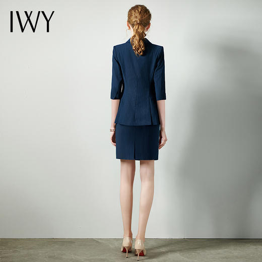 IWY/藏青七分袖职业女裙工装宽松高级工服气质款修身版ol轻熟C10345+S10345 商品图3