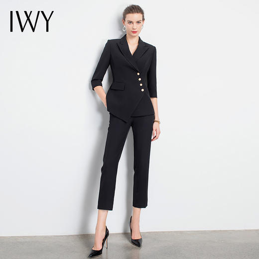 IWY/黑色气质西装套装女修身显瘦通勤商务高端职业装女神范时尚工作服
C10408+P10408B 商品图2