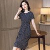 上海旗袍厂ASE-9116真丝连衣裙夏款新款格纹短袖长款收腰显瘦气质桑蚕丝 商品缩略图6