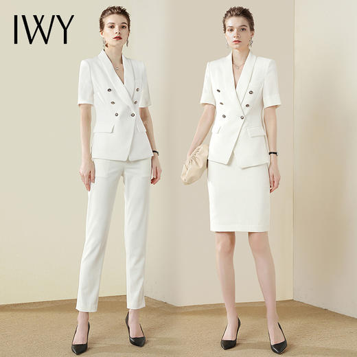 IWY/白色面试西服套装女气质时尚通勤职业装休闲商务OL工作服
C1247+P1246-AD 商品图4