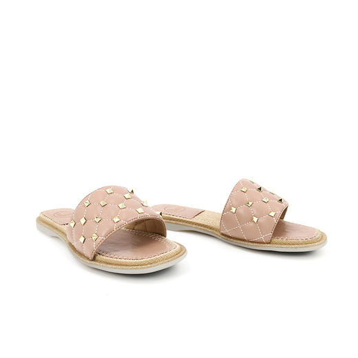 Safiya索菲娅方格铆钉平底拖鞋女2021夏季时尚外穿拖SF12110021 商品图5