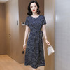 上海旗袍厂ASE-9116真丝连衣裙夏款新款格纹短袖长款收腰显瘦气质桑蚕丝 商品缩略图3