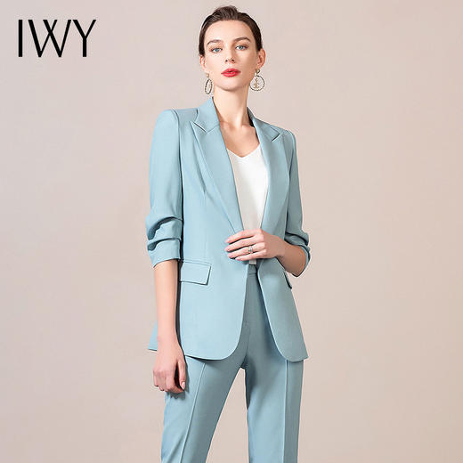 IWY/绿色职业西装套装薄款五分袖气质高档办公制服时尚主持人
212055C1+P1 商品图1