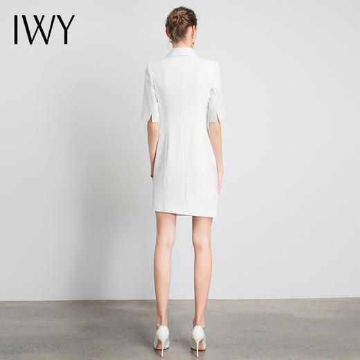 IWY/白色短袖职业连衣团队经理OL工服高端气质端庄双排扣时尚休闲Q11230-W 商品图3