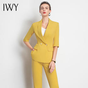 IWY/黄色职业裤套装女工作装ol气质名媛制服团队时尚女神高级C10226+P10226