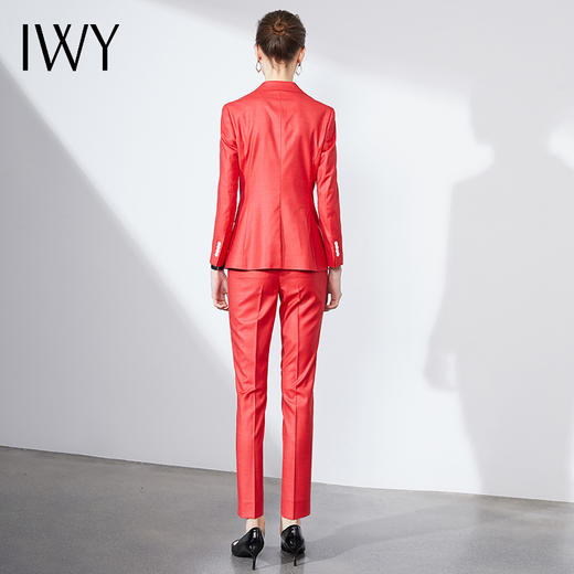 IWY/高端酒红色职业套装女神范西装套装气质通勤西服宴会主持人正装OL203142C1+203142P1 商品图2