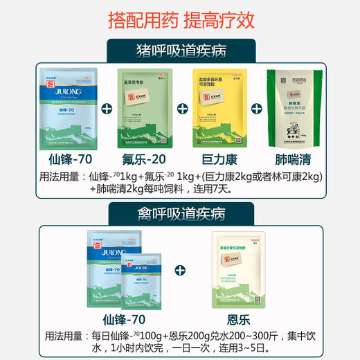 【仙锋70】巨龙动保仙锋-70阿莫西林可溶性粉加强型100g/500g 商品图2