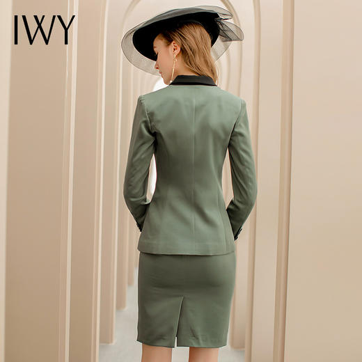 IWY/绿色长袖西装套裙女韩版时尚商务女士正装高端面试职业裙工作服CS1145 商品图3