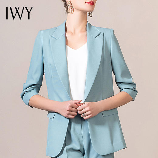 IWY/绿色职业西装套装薄款五分袖气质高档办公制服时尚主持人
212055C1+P1 商品图4