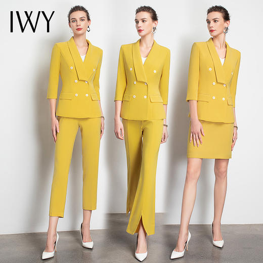 IWY/黄色职业女裙气质名媛时装款高级小套装成熟ol经理服时装版C10223Y+S10226 商品图4