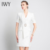 IWY/白色短袖职业连衣裙气质设计感经理工作服时尚轻熟管理层显白Q11212 商品缩略图1