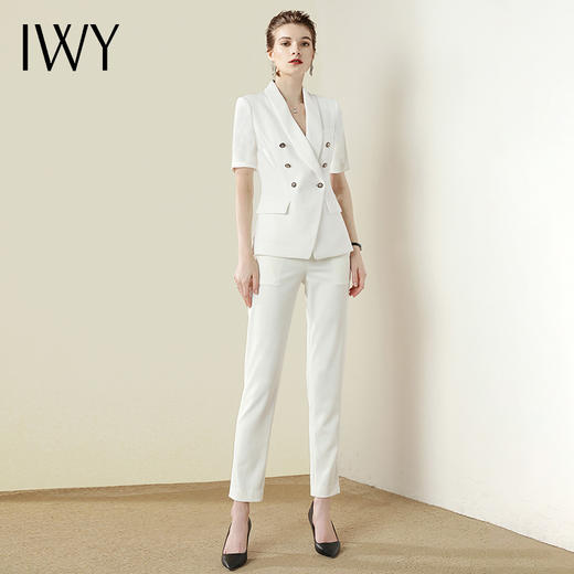 IWY/白色面试西服套装女气质时尚通勤职业装休闲商务OL工作服
C1247+P1246-AD 商品图3