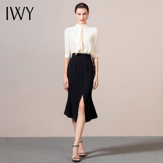 IWY/ 米色衬衫职业套装ol商务装风轻西装内搭英伦轻熟时装版薄款OLB9182 杏色 商品图2