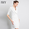 IWY/白色短袖职业连衣团队经理OL工服高端气质端庄双排扣时尚休闲Q11230-W 商品缩略图1