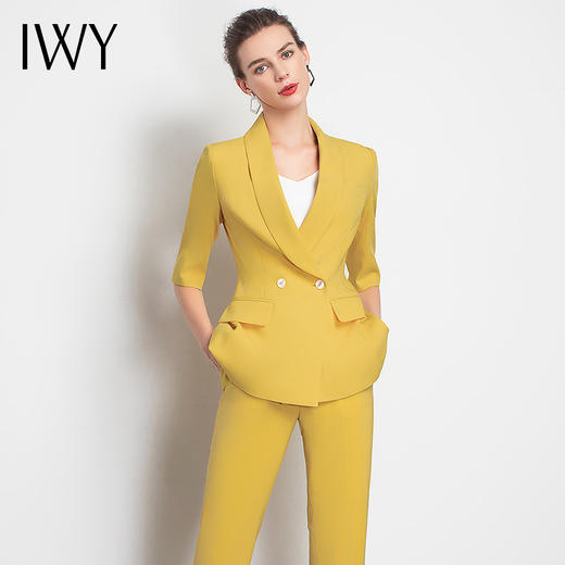 IWY/黄色职业裤套装女工作装ol气质名媛制服团队时尚女神高级C10226+P10226 商品图1