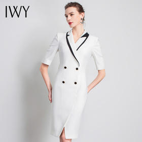 IWY/直播福利款 白色连衣裙职业裙装ol白领高定礼仪服西装款面试休闲气质Q11229