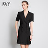 IWY/黑色短袖职业连衣裙主持人御姐大气时尚V领休闲总裁气质olQ12096B 商品缩略图1