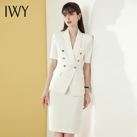 IWY/ 新品白色短袖西装裤子半裙套装C1247+S1246 商品图0