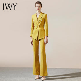 IWY/高端黄色职业装女薄款时尚气质公务员面试正装工作服小西装套装OL203147C1+203147P3