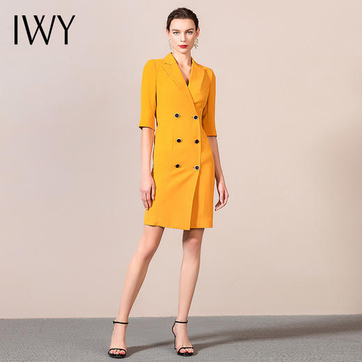 IWY/黄色连衣裙职业女裙端庄求职气质工衣裙子礼仪服工装Q9234 商品图2