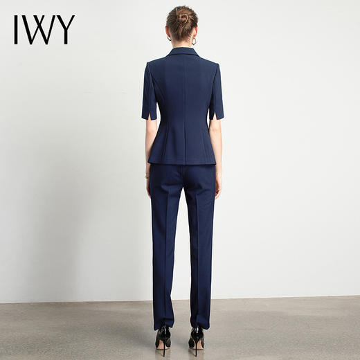 IWY/藏青短袖西装职业装女ol主持人气质时尚成套高雅高端工装名媛C11237+P11237 商品图3