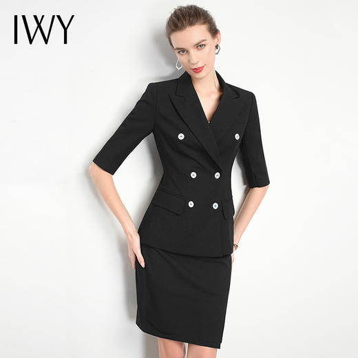 IWY/黑色短袖职业女裙经理ol减龄半身裙小西装时尚潮流管理层名媛CPS11231 商品图0