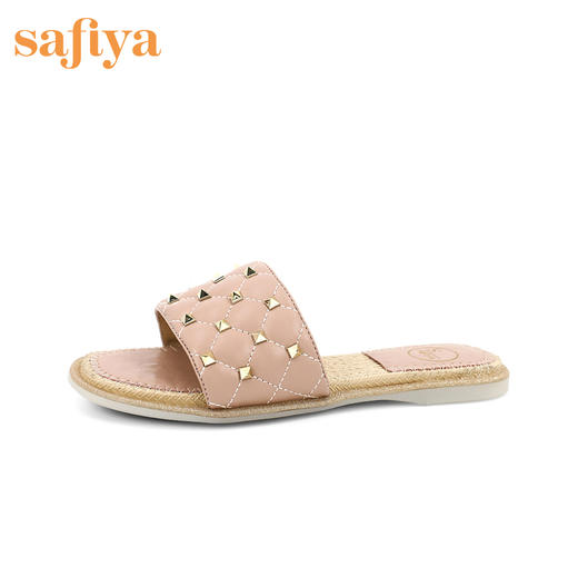 Safiya索菲娅方格铆钉平底拖鞋女2021夏季时尚外穿拖SF12110021 商品图0