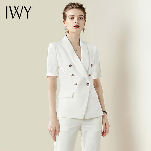 IWY/白色面试西服套装女气质时尚通勤职业装休闲商务OL工作服
C1247+P1246-AD 商品图1