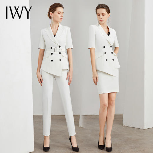 IWY/白色西装西裤半裙气质套装职业团装商务装CPS11224（不含腰带） 商品图8