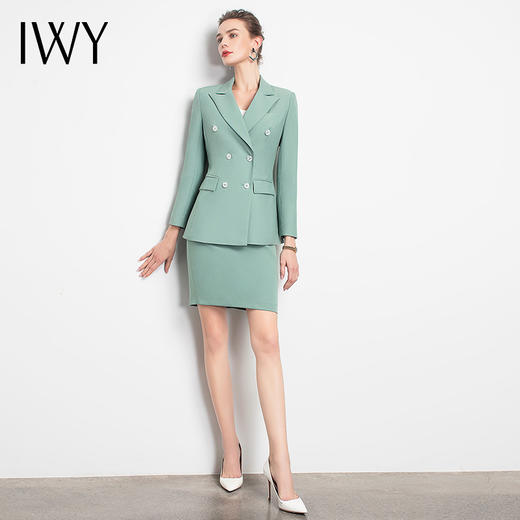 IWY/绿色职业女裙经理原创主持潮流团队办公室功夫经理OL制服
C10325+S10325 商品图2