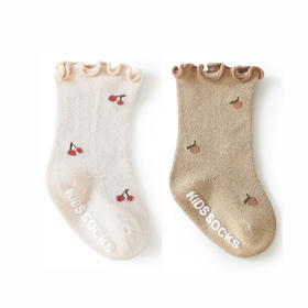 【19元6双】【5-7岁】儿童袜子春秋木耳边宝宝袜无骨点胶防滑袜子儿童袜【2双装 2113221】