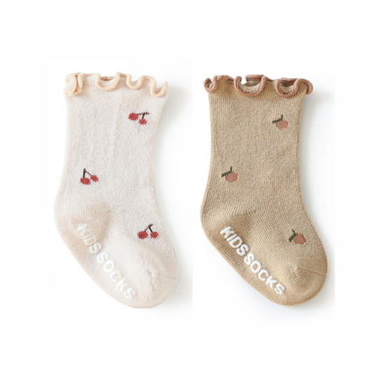 【19元6双】【5-7岁】儿童袜子春秋木耳边宝宝袜无骨点胶防滑袜子儿童袜【2双装 2113221】 商品图0