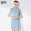 IWY/蓝色连衣裙职业裙办公室西装套大气气质款洋气商务装求职面试Q586 商品缩略图1