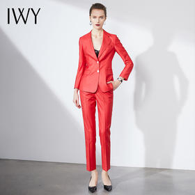 IWY/高端酒红色职业套装女神范西装套装气质通勤西服宴会主持人正装OL203142C1+203142P1