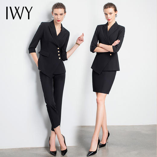 IWY/黑色气质西装套装女修身显瘦通勤商务高端职业装女神范时尚工作服
C10408+P10408B 商品图4