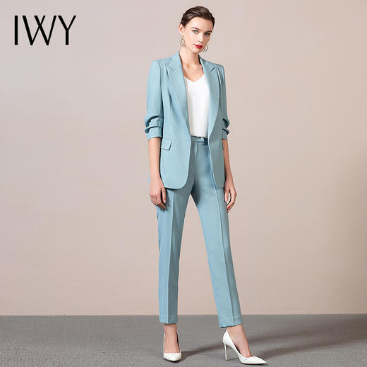 IWY/绿色职业西装套装薄款五分袖气质高档办公制服时尚主持人
212055C1+P1 商品图2