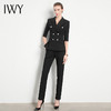 IWY/黑色职业套装裤女ol短袖西装时装款复古高级端庄气质面试C11231B+P10409B 商品缩略图2