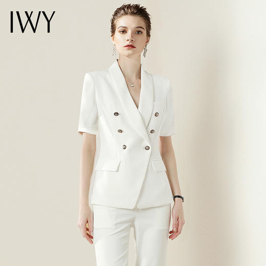 IWY/白色面试西服套装女气质时尚通勤职业装休闲商务OL工作服
C1247+P1246-AD 商品图0