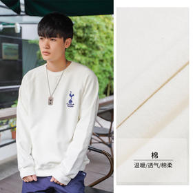 正品托特纳姆热刺球迷版徽章印花白色棉运动足球卫衣THFCWY04