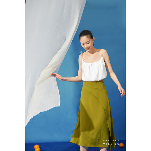 【青莓甜酒】少女感斜裁拼接层次律动显瘦高腰半裙/000103 商品图3