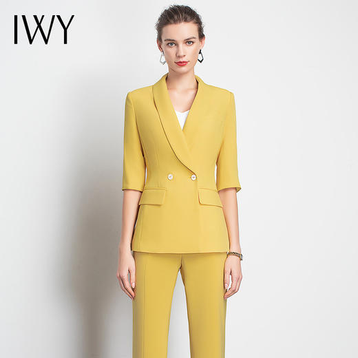 IWY/黄色西装套装女正装正式职业温柔工装ol清新经理团队气质成熟C10226+P30226 商品图0