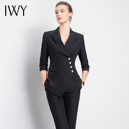 IWY/黑色气质西装套装女修身显瘦通勤商务高端职业装女神范时尚工作服
C10408+P10408B 商品图1