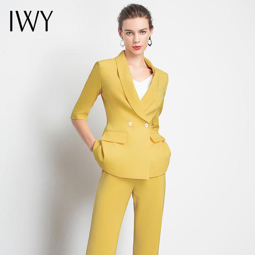 IWY/黄色西装套装女正装正式职业温柔工装ol清新经理团队气质成熟C10226+P30226 商品图1