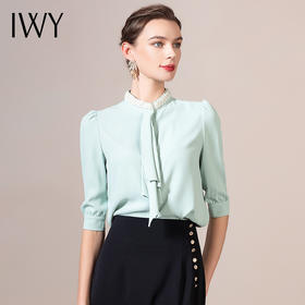 IWY/绿色衬衫职业套装女正装设计感商务装休闲时尚女士西装内搭OLB9182 绿色