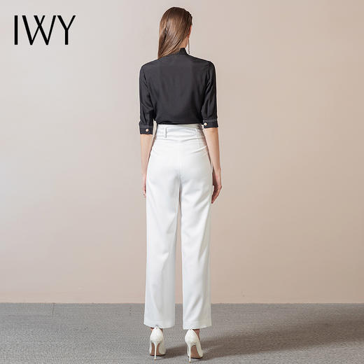 IWY/黑色衬衫白色裤子西装职业套装女个性初高端办公室时尚202147B1+P2 商品图3