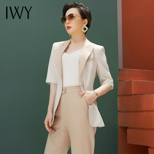 IWY/卡其色职业装女正装套装高端时尚西装拼色气质通勤面试工作服
212095C1+P1 商品图1