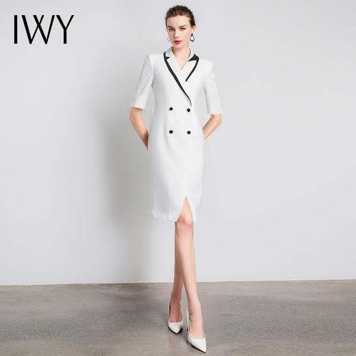 IWY/直播福利款 白色连衣裙职业裙装ol白领高定礼仪服西装款面试休闲气质Q11229 商品图2