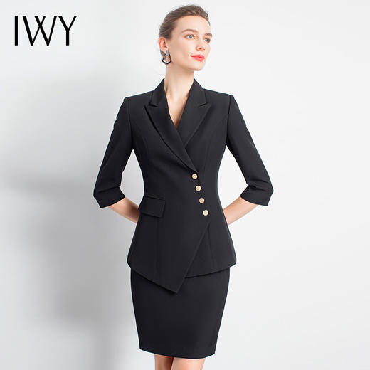 IWY/黑色职业西装套裙女气质干练通勤工作服高端时尚商务上班通勤正装
C10408+S10408B 商品图0