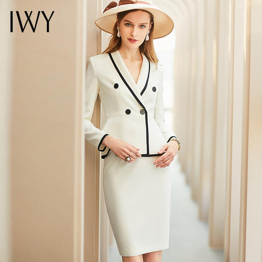 IWY/高端气质小香风西装套装女职业套裙薄款小西装外套女休闲正装CS1202 商品图1
