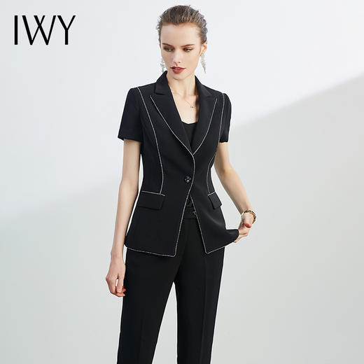 IWY/黑色职业裤套装女冷淡风女装ol干练风格西装套减龄办公室正装C1186+P1186 商品图0
